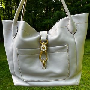 Cream Dooney & Bourke Leather Tote Bag